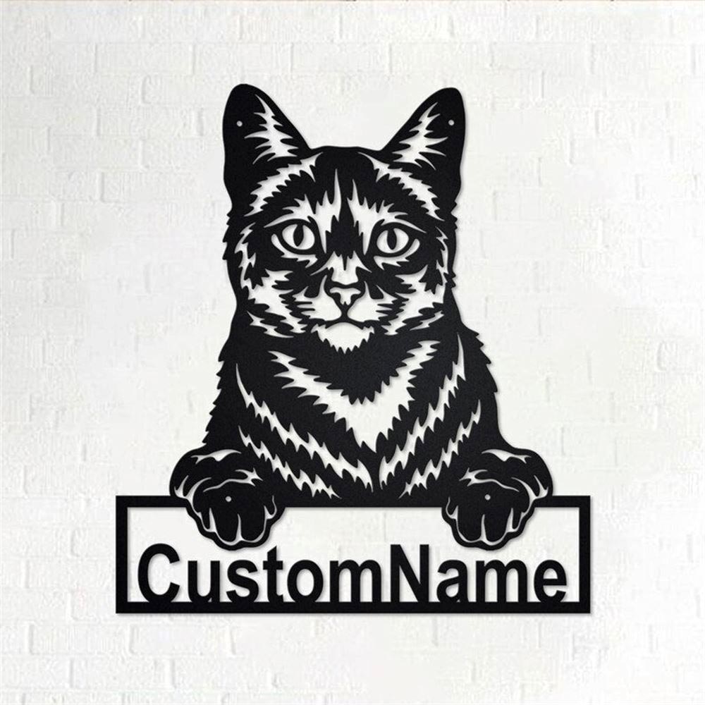 Personalized Metal Monogram Sign, Domestic Cat Metal Wall Art, Domestic Cat Name Sign, Domestic Cat Home Decor