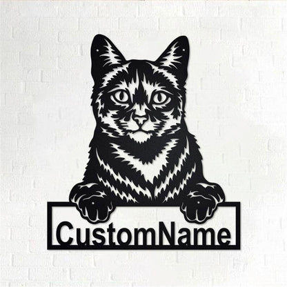 Personalized Metal Monogram Sign, Domestic Cat Metal Wall Art, Domestic Cat Name Sign, Domestic Cat Home Decor