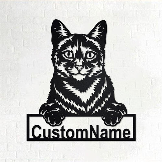 Personalized Metal Monogram Sign, Domestic Cat Metal Wall Art, Domestic Cat Name Sign, Domestic Cat Home Decor
