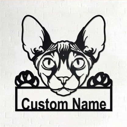 Personalized Metal Monogram Sign, Donskoy Cat Metal Wall Art, Donskoy Cat Name Sign, Donskoy Cat Home Decor