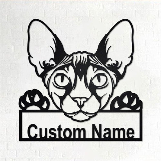 Personalized Metal Monogram Sign, Donskoy Cat Metal Wall Art, Donskoy Cat Name Sign, Donskoy Cat Home Decor