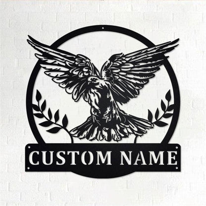 Personalized Metal Monogram Sign, Dove Bird Metal Wall Art, Dove Bird Name Sign, Dove Bird Metal Home Decor