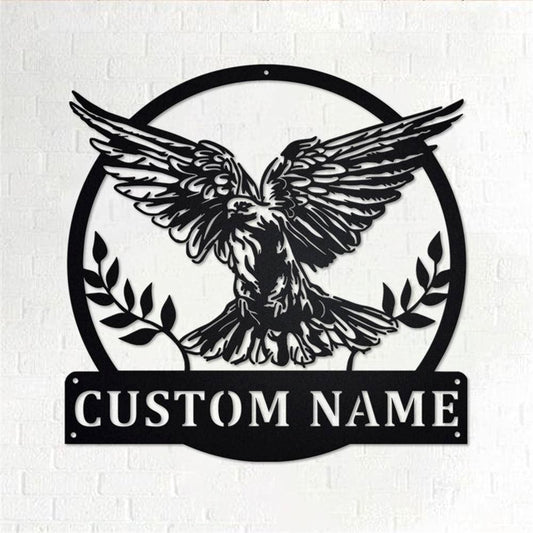 Personalized Metal Monogram Sign, Dove Bird Metal Wall Art, Dove Bird Name Sign, Dove Bird Metal Home Decor