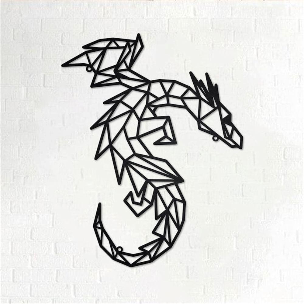 Personalized Metal Monogram Sign, Dragon Geometric Metal Wall Art, Dragon Name Sign, Dragon