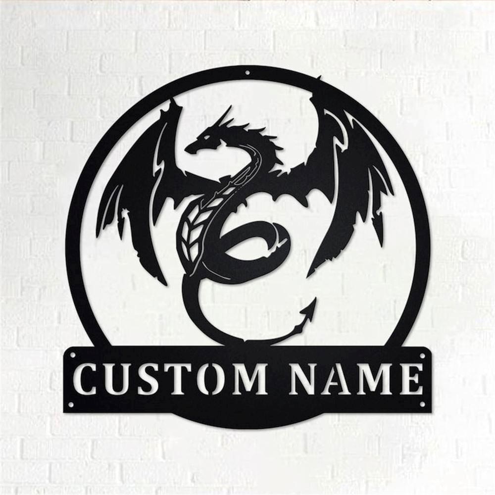 Personalized Metal Monogram Sign, Dragon Metal Wall Art, Dragon Name Sign, Dragon Metal Sign, Dragon Home Decor