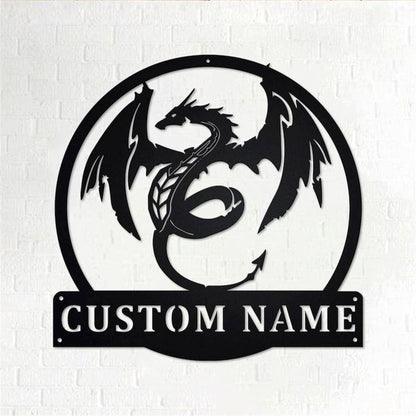 Personalized Metal Monogram Sign, Dragon Metal Wall Art, Dragon Name Sign, Dragon Metal Sign, Dragon Home Decor