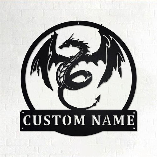 Personalized Metal Monogram Sign, Dragon Metal Wall Art, Dragon Name Sign, Dragon Metal Sign, Dragon Home Decor