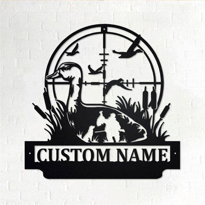 Personalized Metal Monogram Sign, Duck Hunting Metal Wall Art, Duck Hunter Name Sign, Duck Hunting Metal Home Decor