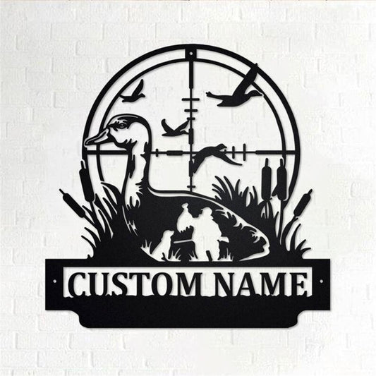 Personalized Metal Monogram Sign, Duck Hunting Metal Wall Art, Duck Hunter Name Sign, Duck Hunting Metal Home Decor
