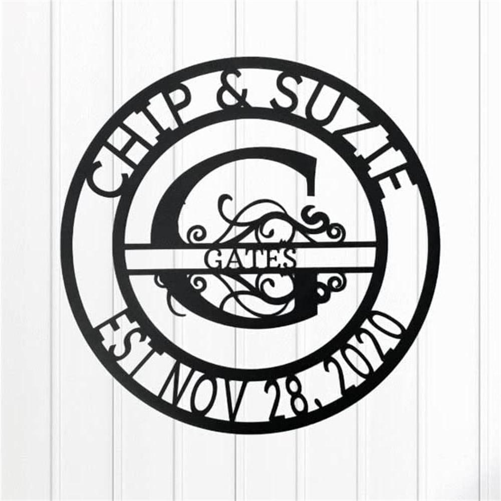 Personalized Metal Monogram Sign, Elaborate Split Letter Family Name Steel Sign, Metal Sign, Wedding Gift, Metal Monogram