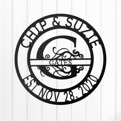Personalized Metal Monogram Sign, Elaborate Split Letter Family Name Steel Sign, Metal Sign, Wedding Gift, Metal Monogram