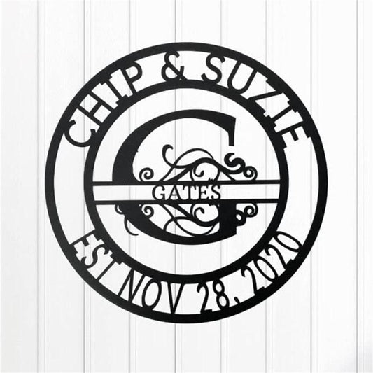 Personalized Metal Monogram Sign, Elaborate Split Letter Family Name Steel Sign, Metal Sign, Wedding Gift, Metal Monogram