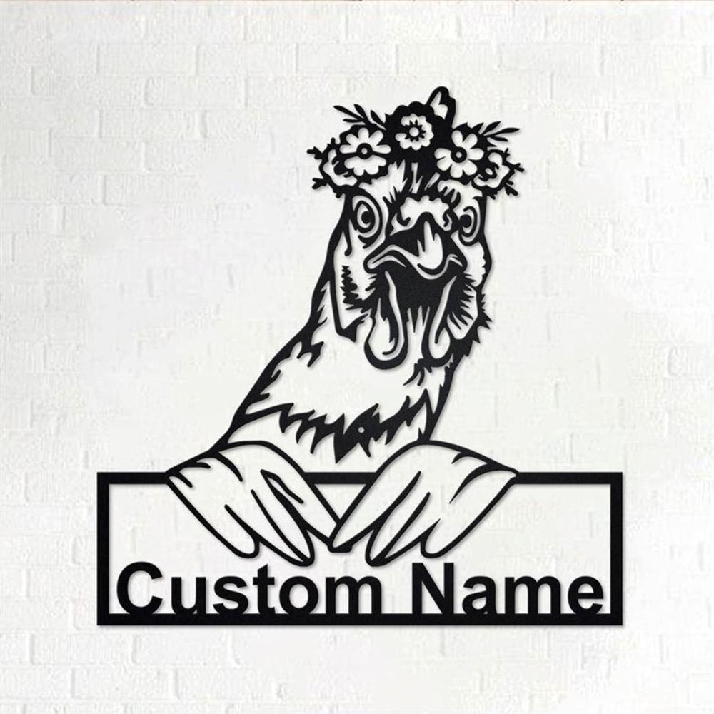 Personalized Metal Monogram Sign, Floral Chicken Metal Sign, Chicken Metal Wall Art, Chicken Metal Wall Decor, Chicken Lover Gift