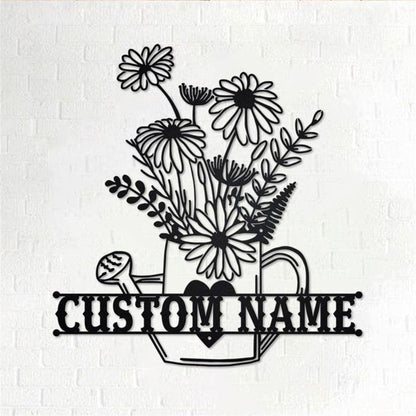 Personalized Metal Monogram Sign, Floral Frame Metal Wall Art, Floral Frame Name Sign, Floral Frame Metal Home Decor