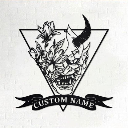 Personalized Metal Monogram Sign, Flowers Demon Devil Metal Wall Art, Demon Devil Name Sign, Demon Devil Home Decor