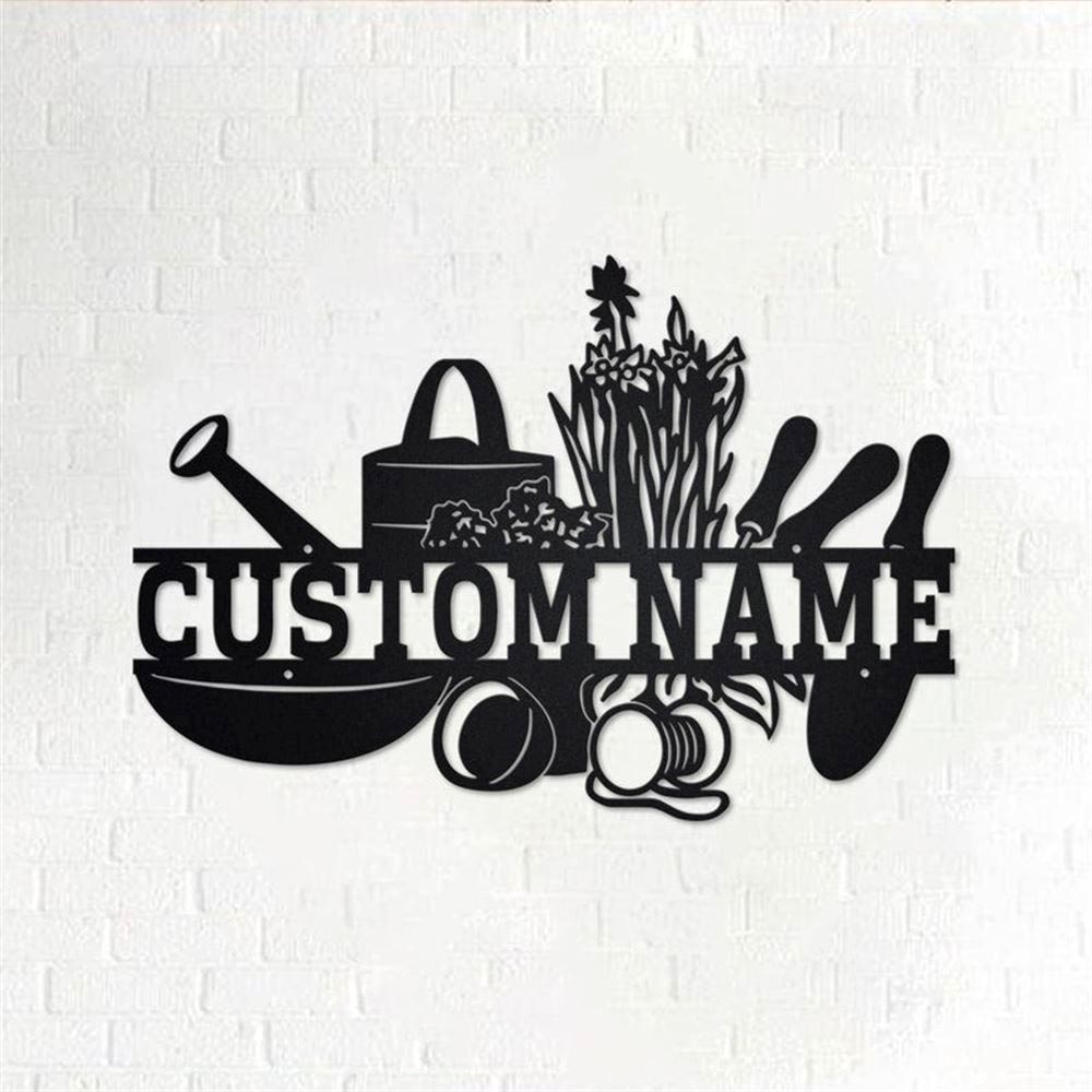 Personalized Metal Monogram Sign, Gardening Split Metal Wall Art,Gardener Name Sign, Gardening Home Decor
