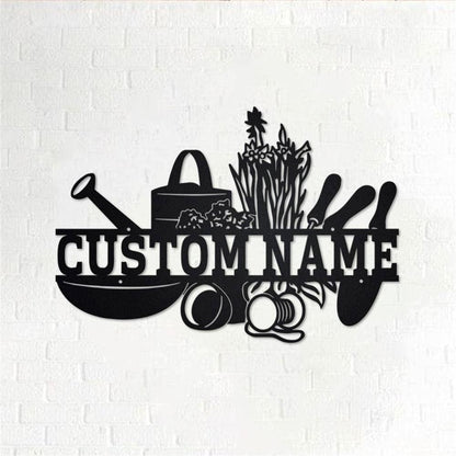 Personalized Metal Monogram Sign, Gardening Split Metal Wall Art,Gardener Name Sign, Gardening Home Decor