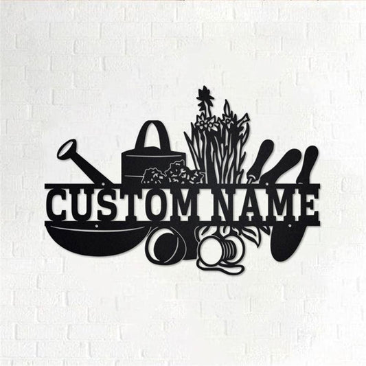 Personalized Metal Monogram Sign, Gardening Split Metal Wall Art,Gardener Name Sign, Gardening Home Decor