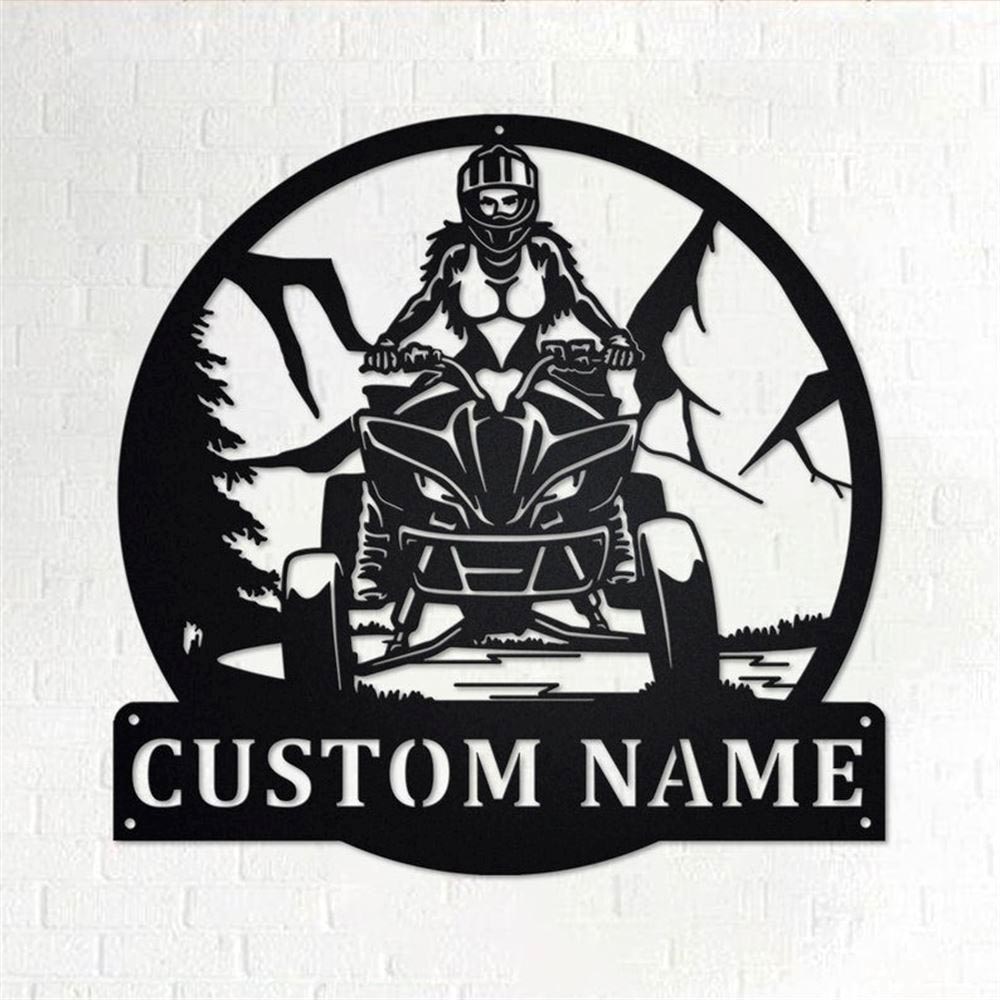 Personalized Metal Monogram Sign, Girl ATV Quad Bike Metal Wall Art, Girl ATV Name Sign, Girl Rider Metal Home Decor