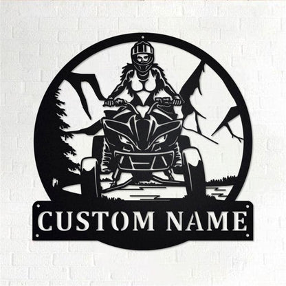 Personalized Metal Monogram Sign, Girl ATV Quad Bike Metal Wall Art, Girl ATV Name Sign, Girl Rider Metal Home Decor