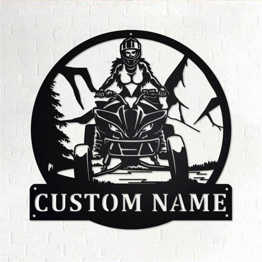 Personalized Metal Monogram Sign, Girl ATV Quad Bike Metal Wall Art, Girl ATV Name Sign, Girl Rider Metal Home Decor