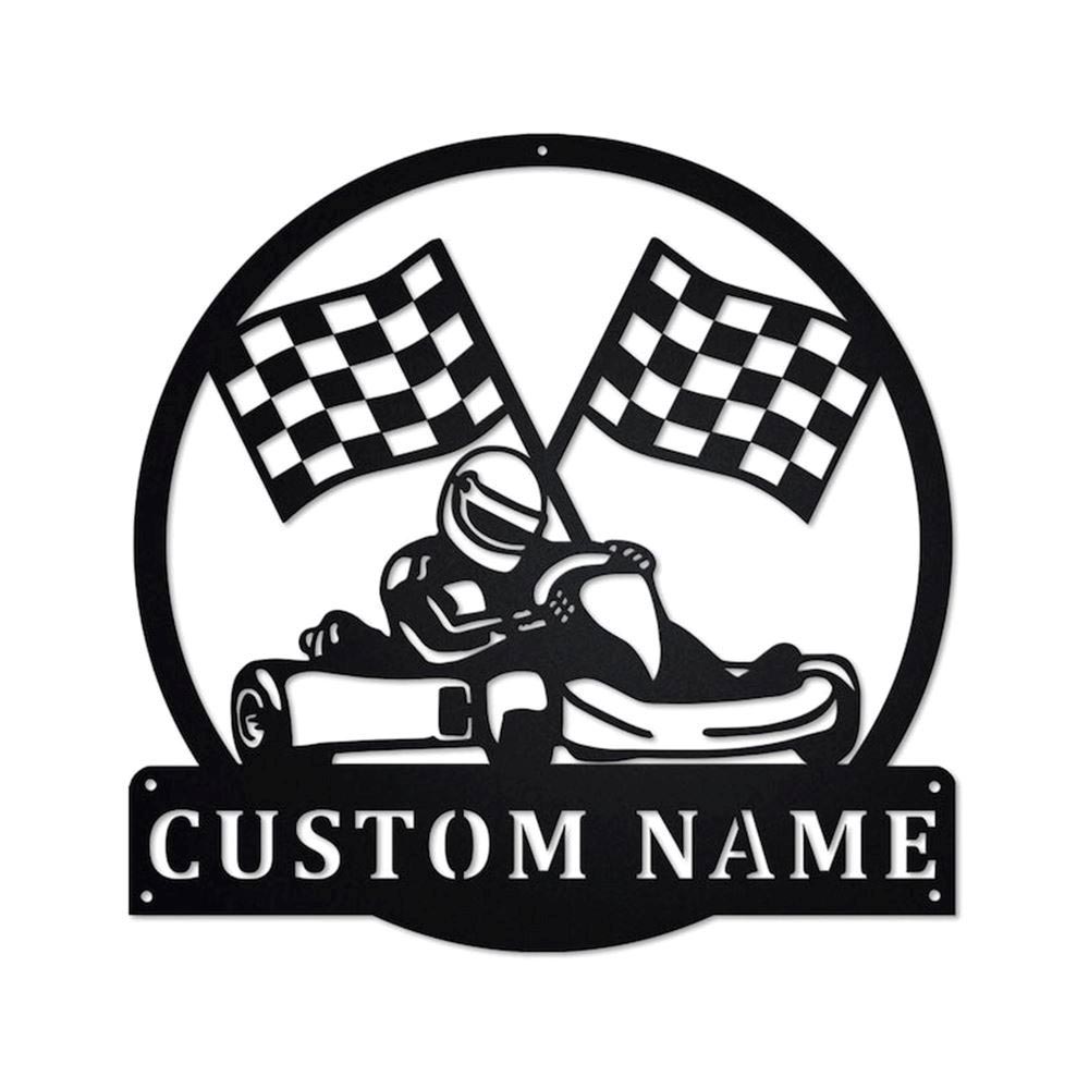 Personalized Metal Monogram Sign, Go Kart Racing Metal Sign, Racing Me ...