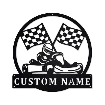 Personalized Metal Monogram Sign, Go Kart Racing Metal Sign, Racing Metal Wall Art, Racing Metal Wall Decor, Racing Lover Gift