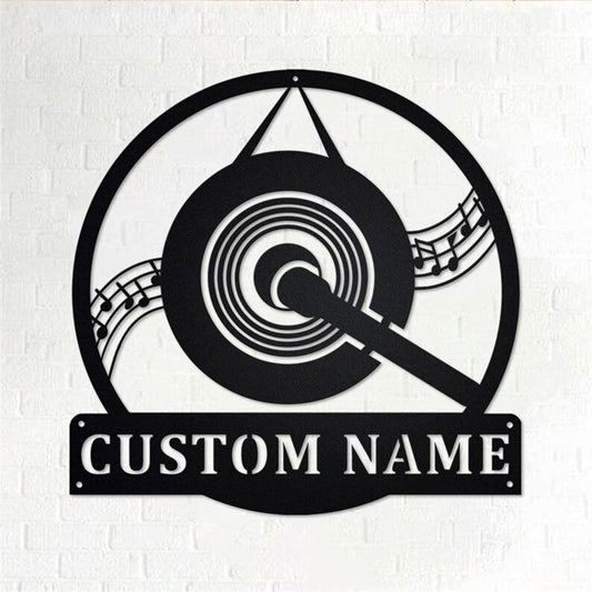 Personalized Metal Monogram Sign, Gong Musical Instrument Metal Wall Art, Gong Name Sign, Gong Metal Home Decor