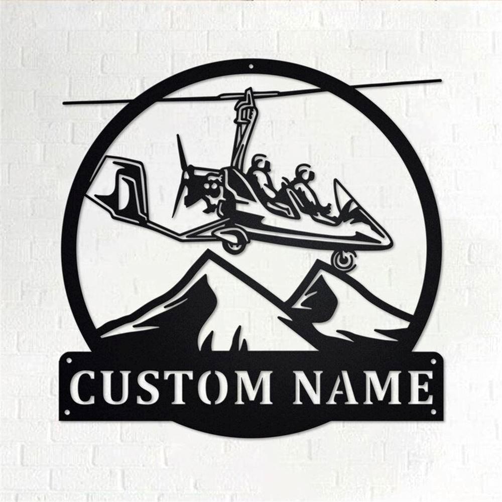 Personalized Metal Monogram Sign, Gyrocopter Metal Wall Art, Gyrocopter Name Sign, Gyrocopter Metal Home Decor
