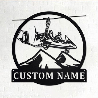 Personalized Metal Monogram Sign, Gyrocopter Metal Wall Art, Gyrocopter Name Sign, Gyrocopter Metal Home Decor