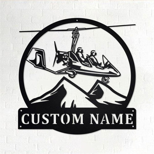 Personalized Metal Monogram Sign, Gyrocopter Metal Wall Art, Gyrocopter Name Sign, Gyrocopter Metal Home Decor