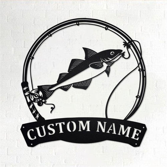 Personalized Metal Monogram Sign, Haddock Fish Metal Wall Art, Haddock Fish Name Sign, Fishing Metal Home Decor