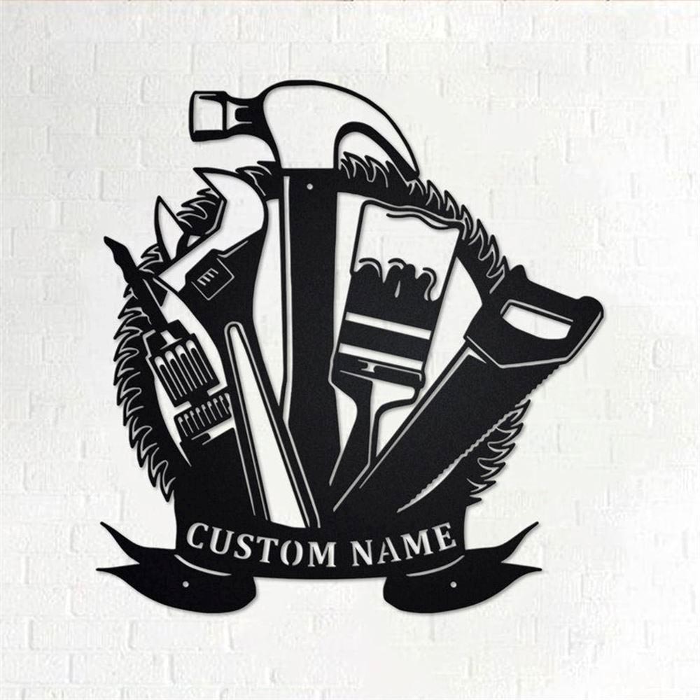 Personalized Metal Monogram Sign, Handyman Metal Wall Art, Handyman Name Sign, Handyman Gymer