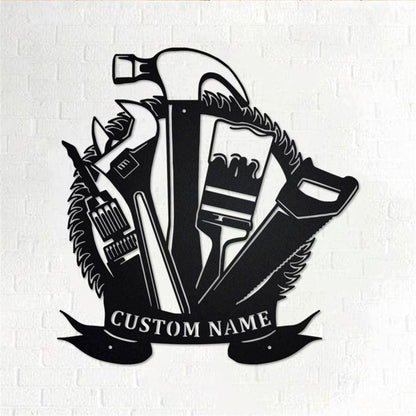 Personalized Metal Monogram Sign, Handyman Metal Wall Art, Handyman Name Sign, Handyman Gymer