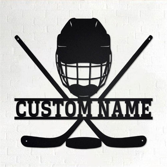 Personalized Metal Monogram Sign, Hockey Metal Wall Art, Hockey Name Sign, Hockey Metal Sign, Hockey Home Decor
