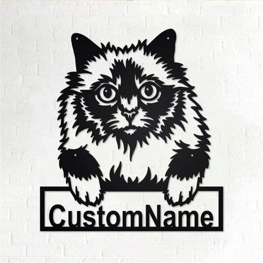 Personalized Metal Monogram Sign, Holy Burma Cat Metal Wall Art, Holy Burma Cat Name Sign, Holy Burma Cat Home Decor