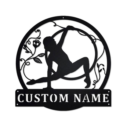 Personalized Metal Monogram Sign, Hula Hoop Metal Sign, Hula Hoop Metal Wall Art, Hula Hoop Metal Wall Decor, Gymnastics Lover Gift