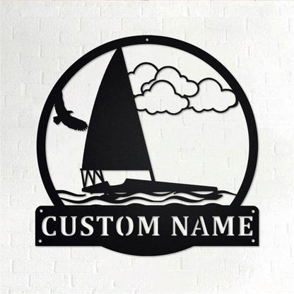 Personalized Metal Monogram Sign, Iceboat Metal Wall Art, Iceboat Name Sign, Iceboat Metal Home Decor