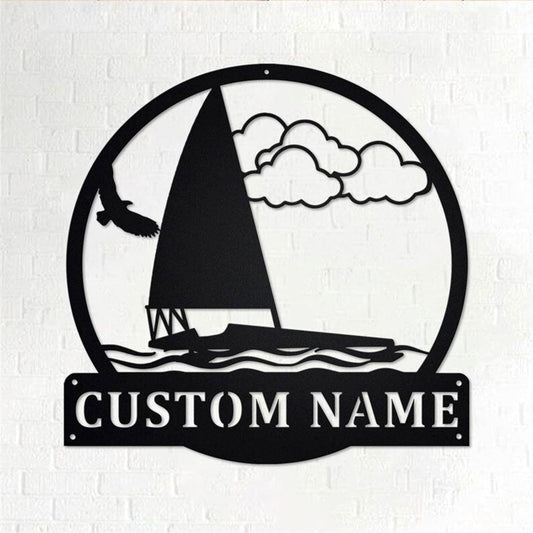 Personalized Metal Monogram Sign, Iceboat Metal Wall Art, Iceboat Name Sign, Iceboat Metal Home Decor