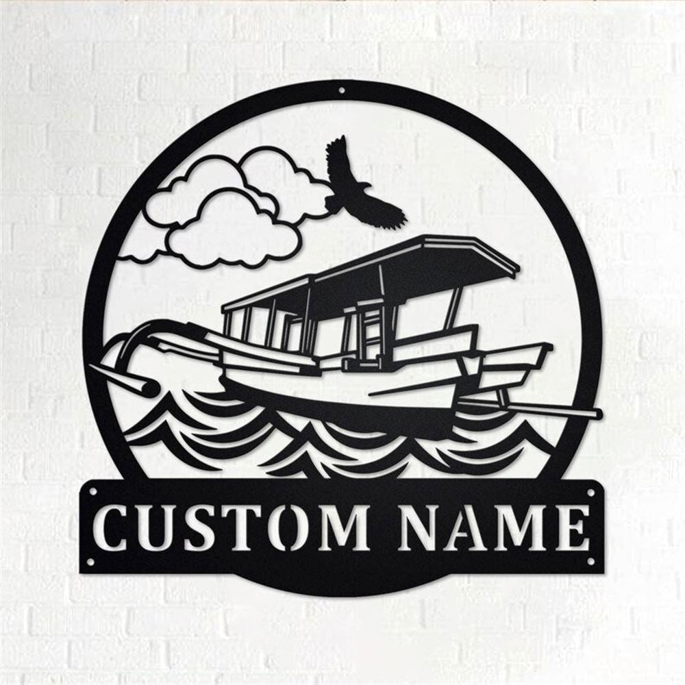Personalized Metal Monogram Sign, Jukung Boat Metal Wall Art, Jukung Boat Name Sign, Jukung Boat Metal Home Decor