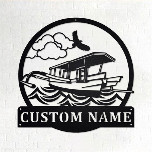 Personalized Metal Monogram Sign, Jukung Boat Metal Wall Art, Jukung Boat Name Sign, Jukung Boat Metal Home Decor