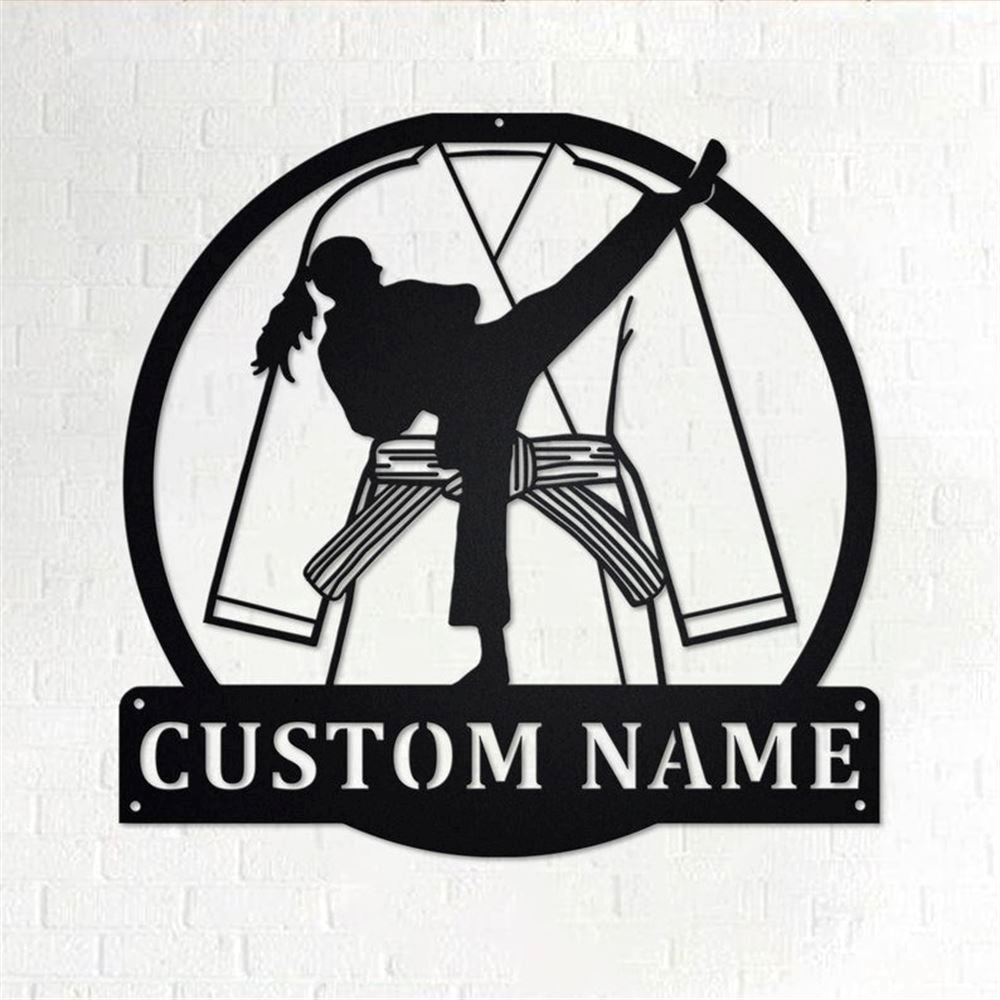 Personalized Metal Monogram Sign, Karate Girl Metal Wall Art,Karate Name Sign, Karate Metal Home Decor