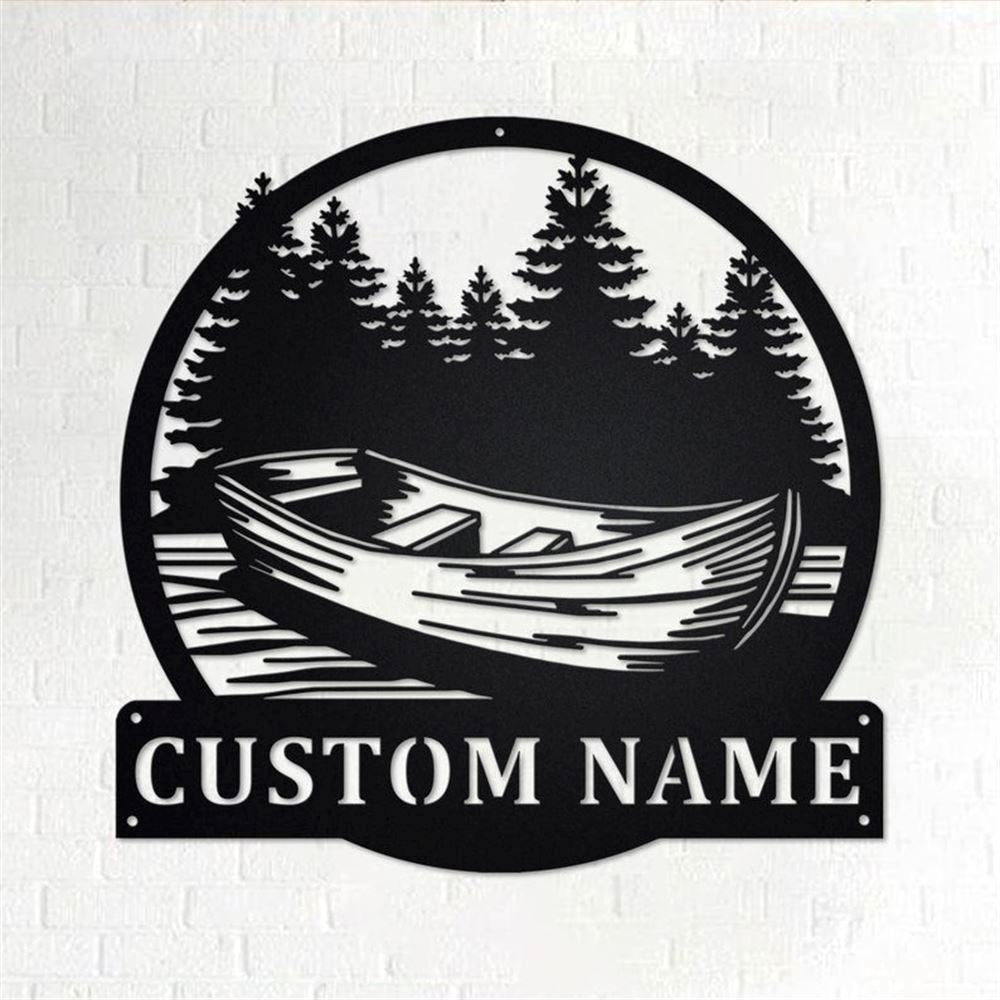 Personalized Metal Monogram Sign, Kayak Canoe Boat Metal Wall Art, Kayaker Name Sign, Kayaking Metal Home Decor