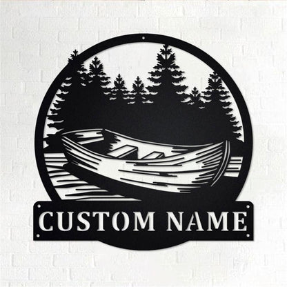 Personalized Metal Monogram Sign, Kayak Canoe Boat Metal Wall Art, Kayaker Name Sign, Kayaking Metal Home Decor