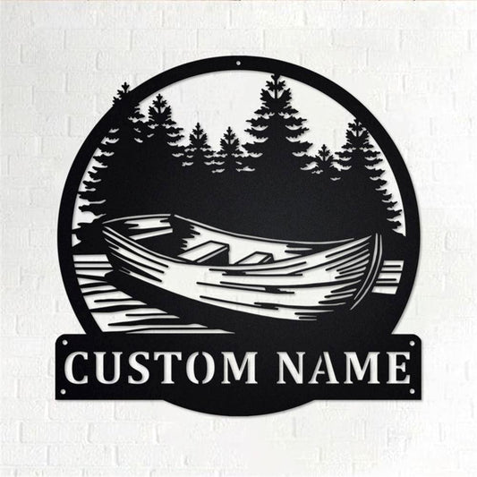 Personalized Metal Monogram Sign, Kayak Canoe Boat Metal Wall Art, Kayaker Name Sign, Kayaking Metal Home Decor