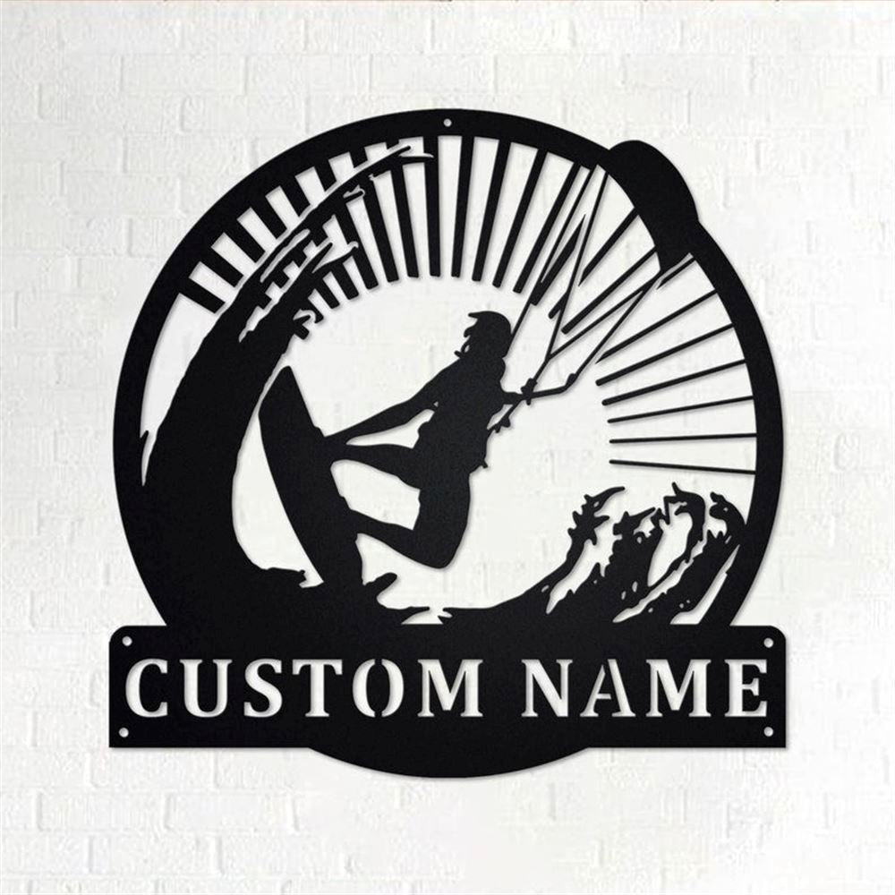 Personalized Metal Monogram Sign, Kiteboarding Metal Wall Art, Kiteboarding Name Sign, Kiteboarding Metal Home Decor