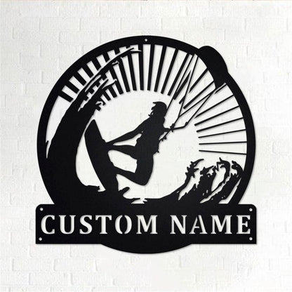 Personalized Metal Monogram Sign, Kiteboarding Metal Wall Art, Kiteboarding Name Sign, Kiteboarding Metal Home Decor