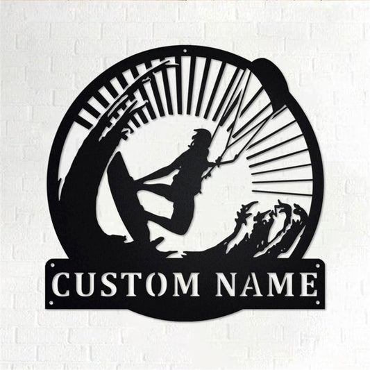 Personalized Metal Monogram Sign, Kiteboarding Metal Wall Art, Kiteboarding Name Sign, Kiteboarding Metal Home Decor