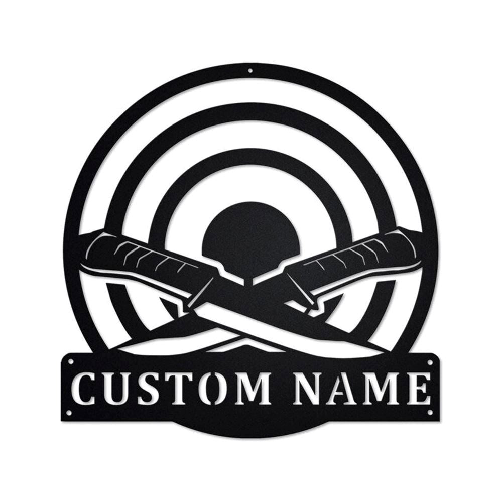 Personalized Metal Monogram Sign, Knife Throwing Metal Sign, Knife Throwing Metal Wall Art, Knife Throwing Metal Wall Decor, Knife
