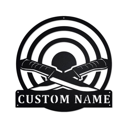 Personalized Metal Monogram Sign, Knife Throwing Metal Sign, Knife Throwing Metal Wall Art, Knife Throwing Metal Wall Decor, Knife